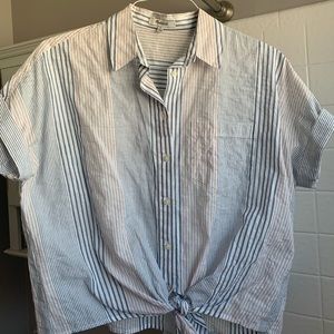 MADEWELL Cropped Button Up Front Tie Shirt